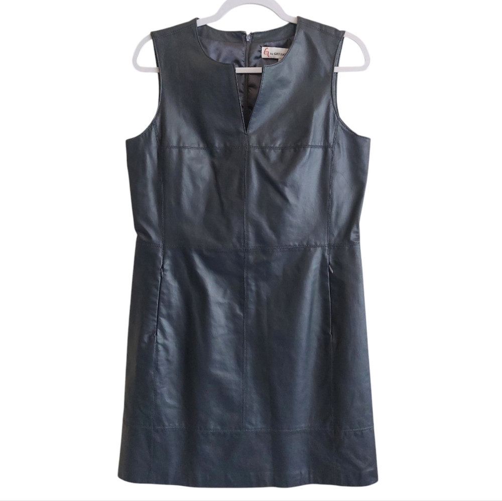 G by Giuliana Steel Grey Leather Mini Dress
